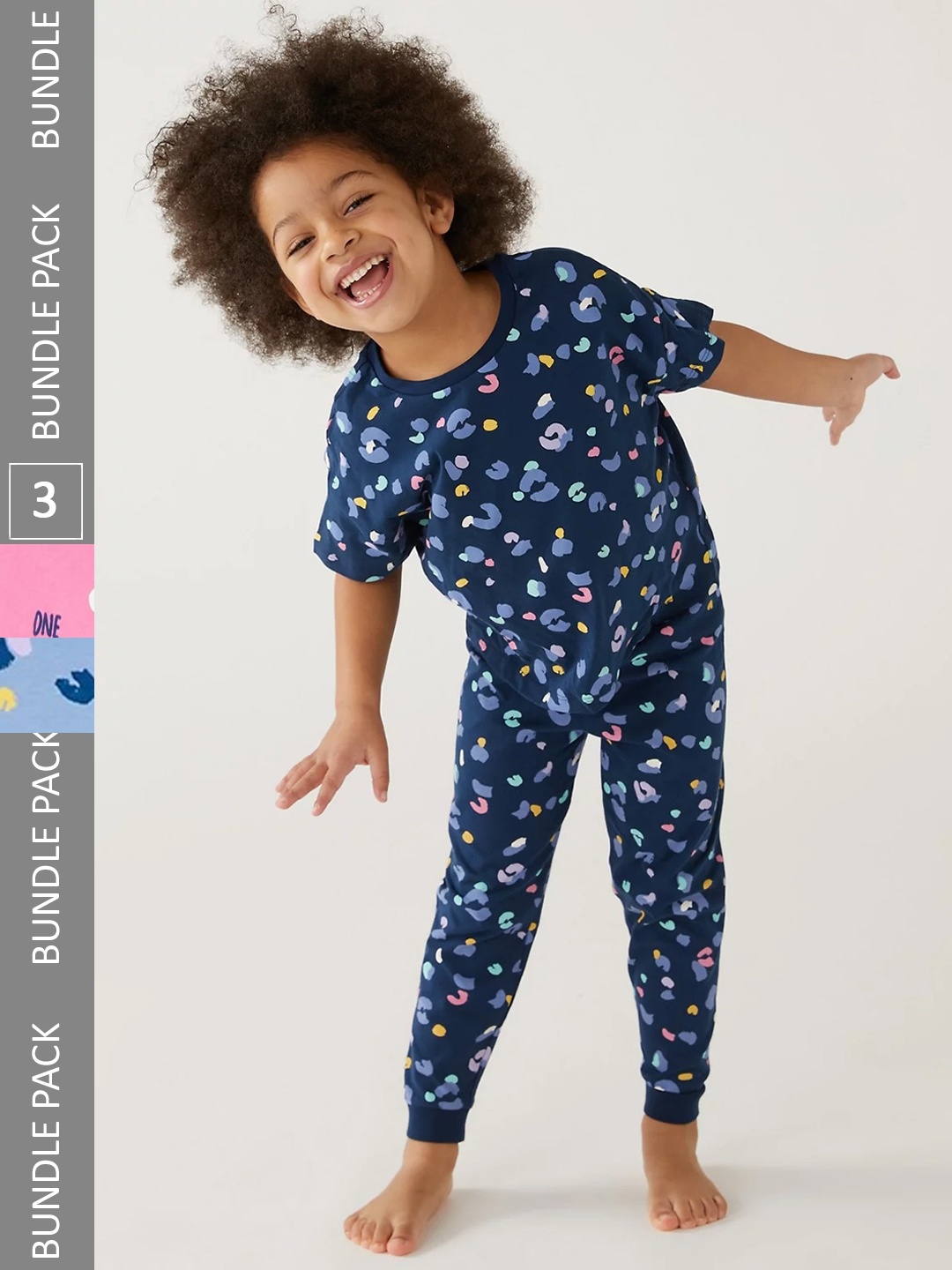 

Marks & Spencer Girls Pack Of 3 Printed Pure Cotton Night suits, Pink