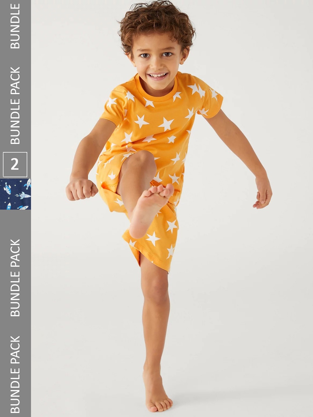

Marks & Spencer Boys Pack of 2 Printed Pure Cotton Night suits, Yellow