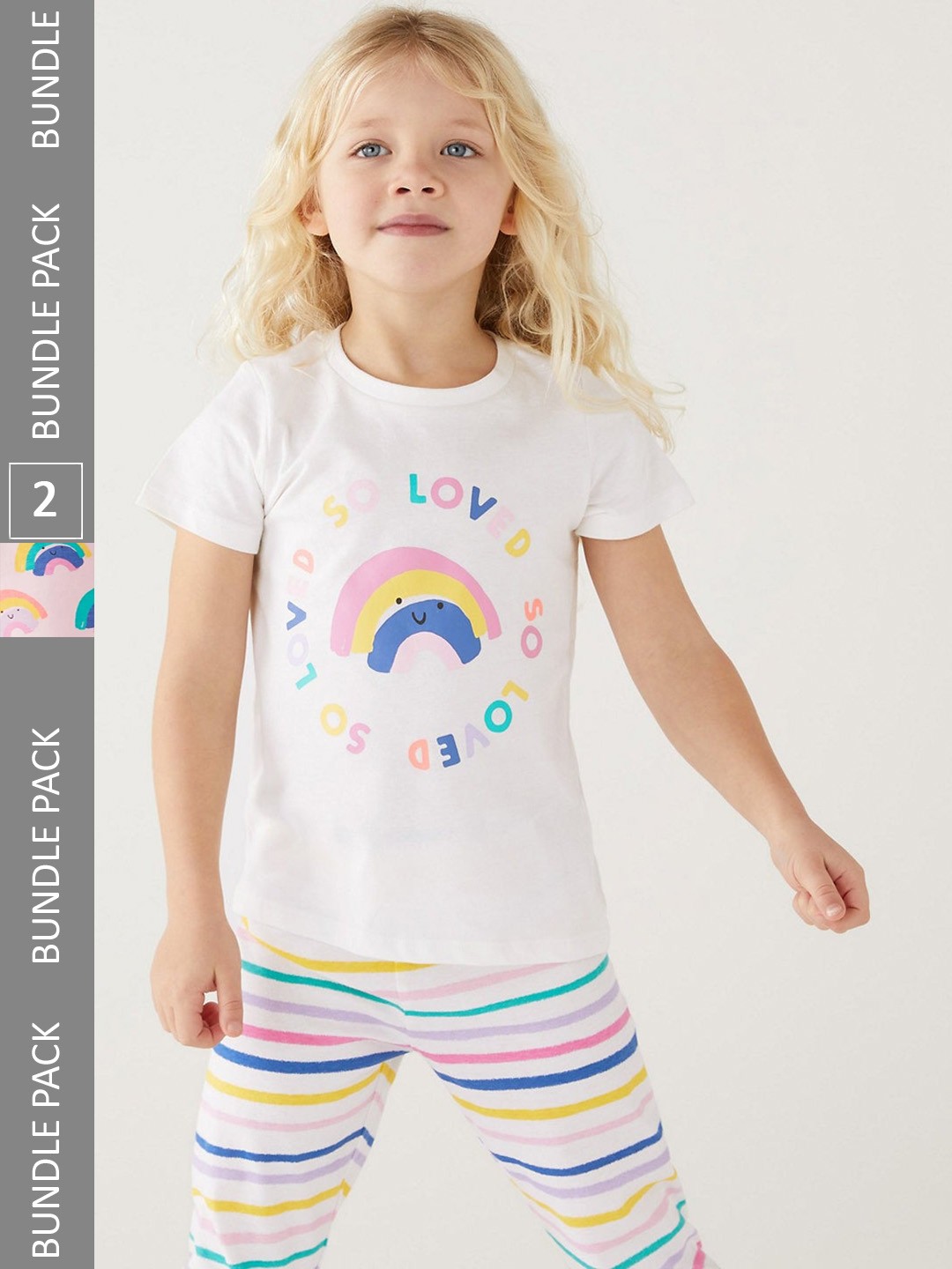 

Marks & Spencer Girls Pack Of 2 Printed Pure Cotton Night suits, White