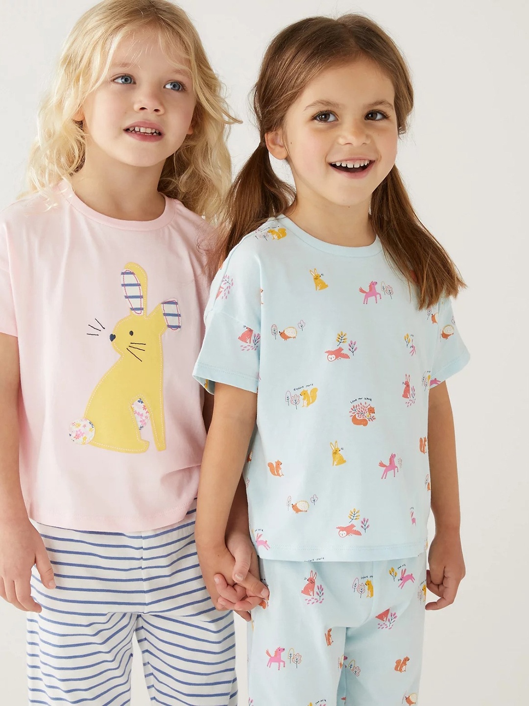 

Marks & Spencer Girls Pack Of 2 Printed Pure Cotton Night suits, Pink