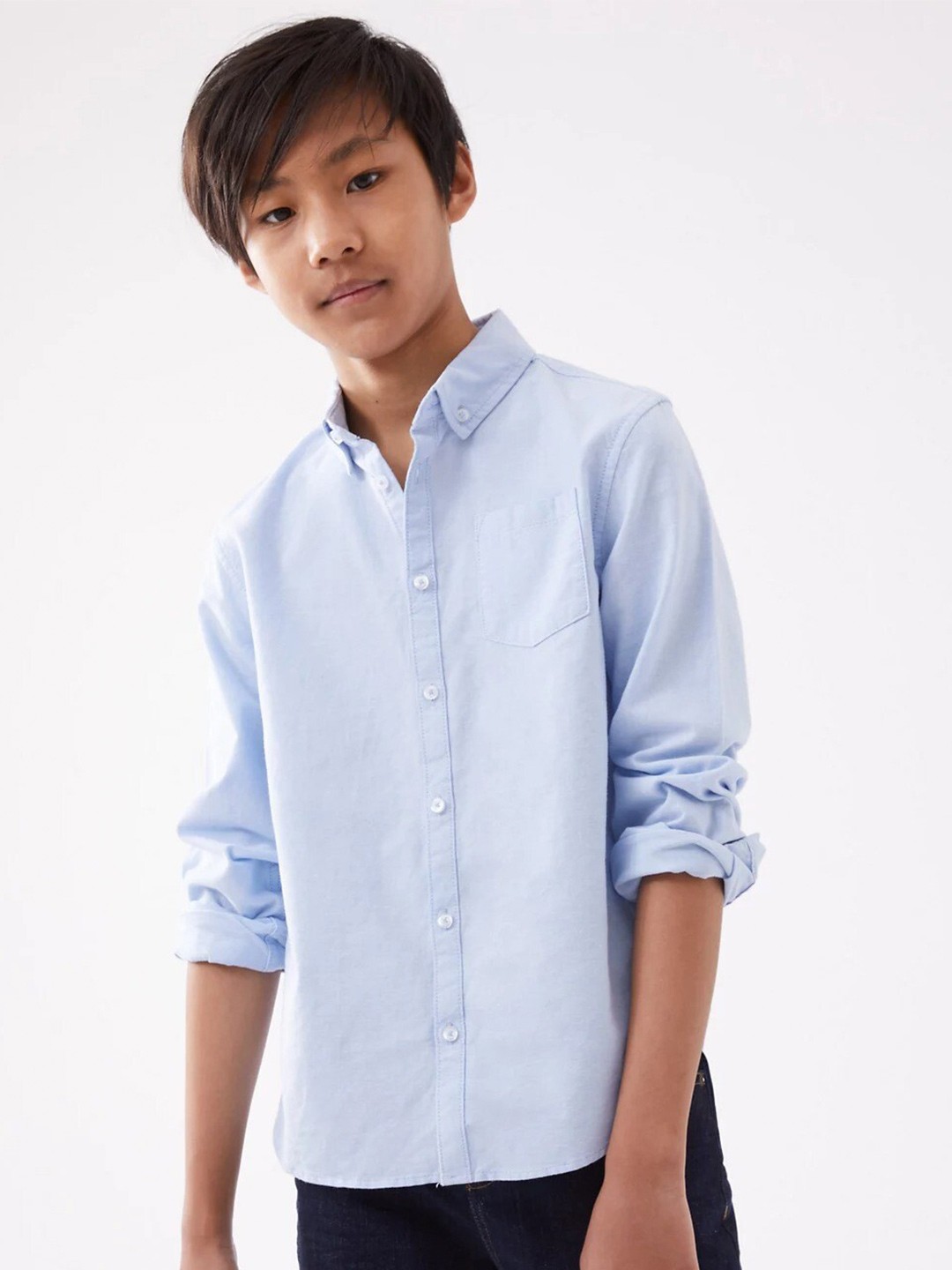 

Marks & Spencer Boys Cotton Casual Shirt, Blue