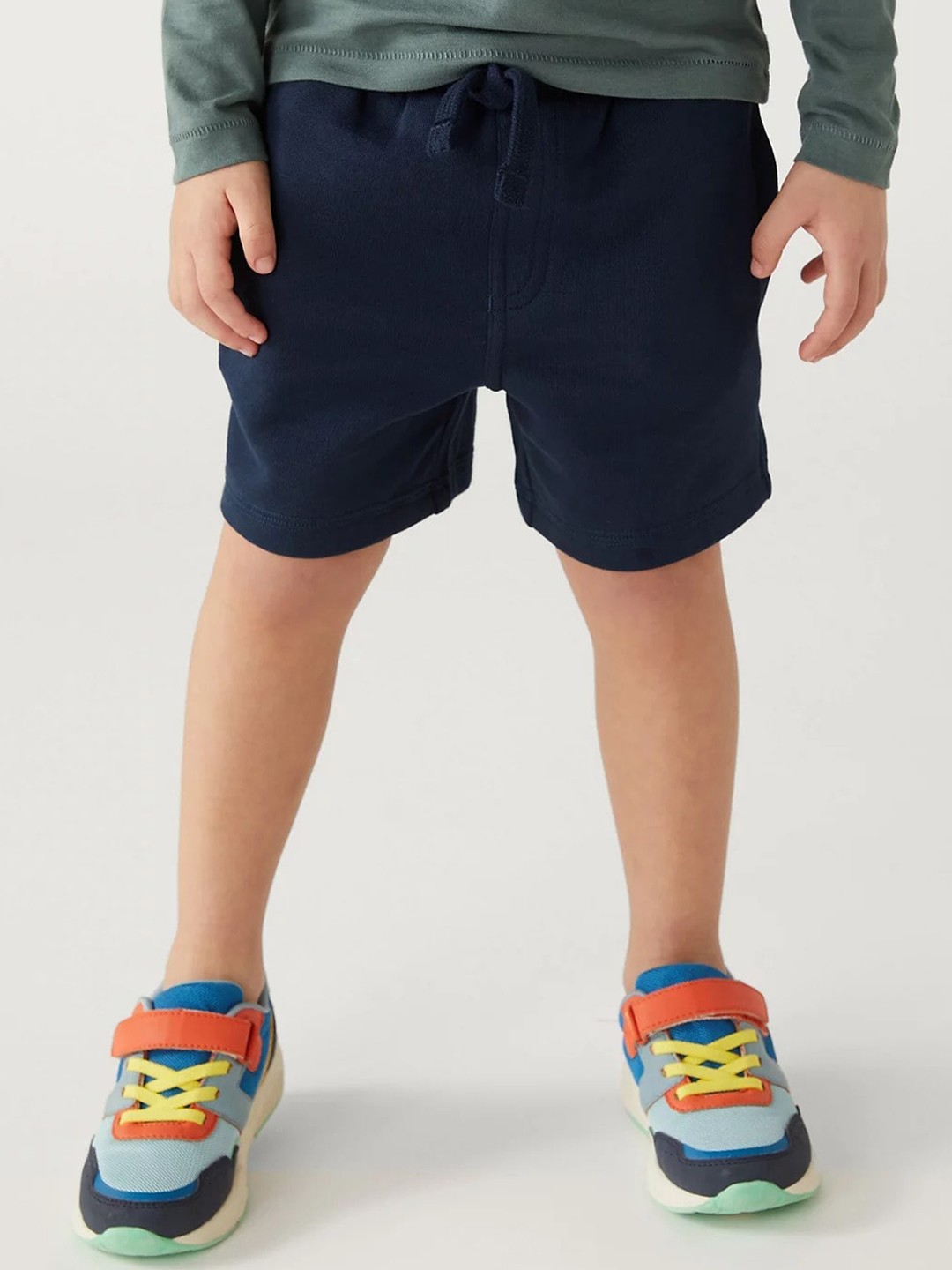 

Marks & Spencer Boys Cotton Mid-Rise Regular Fit Shorts, Navy blue