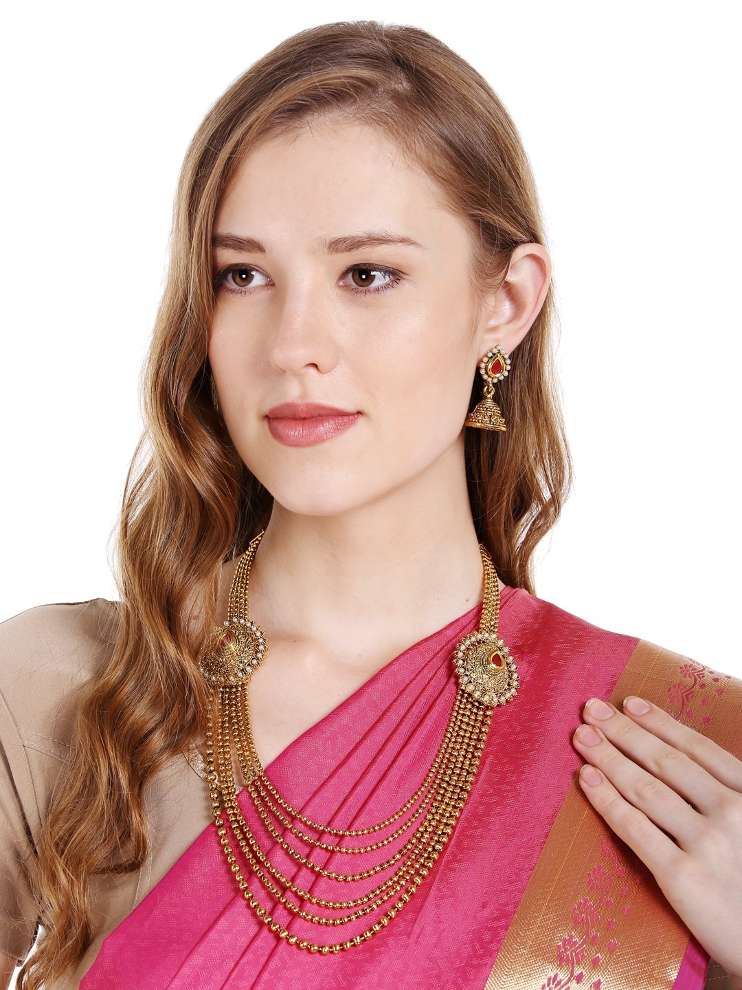 

Zaveri Pearls Gold-Toned Multistranded Jewellery Set