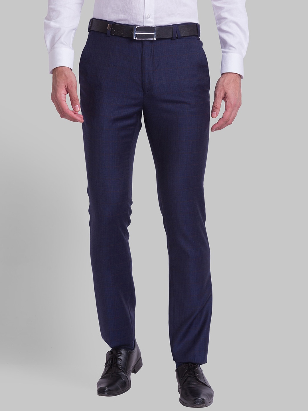 

Park Avenue Men Slim Fit Mid-Rise Formal Trousers, Blue