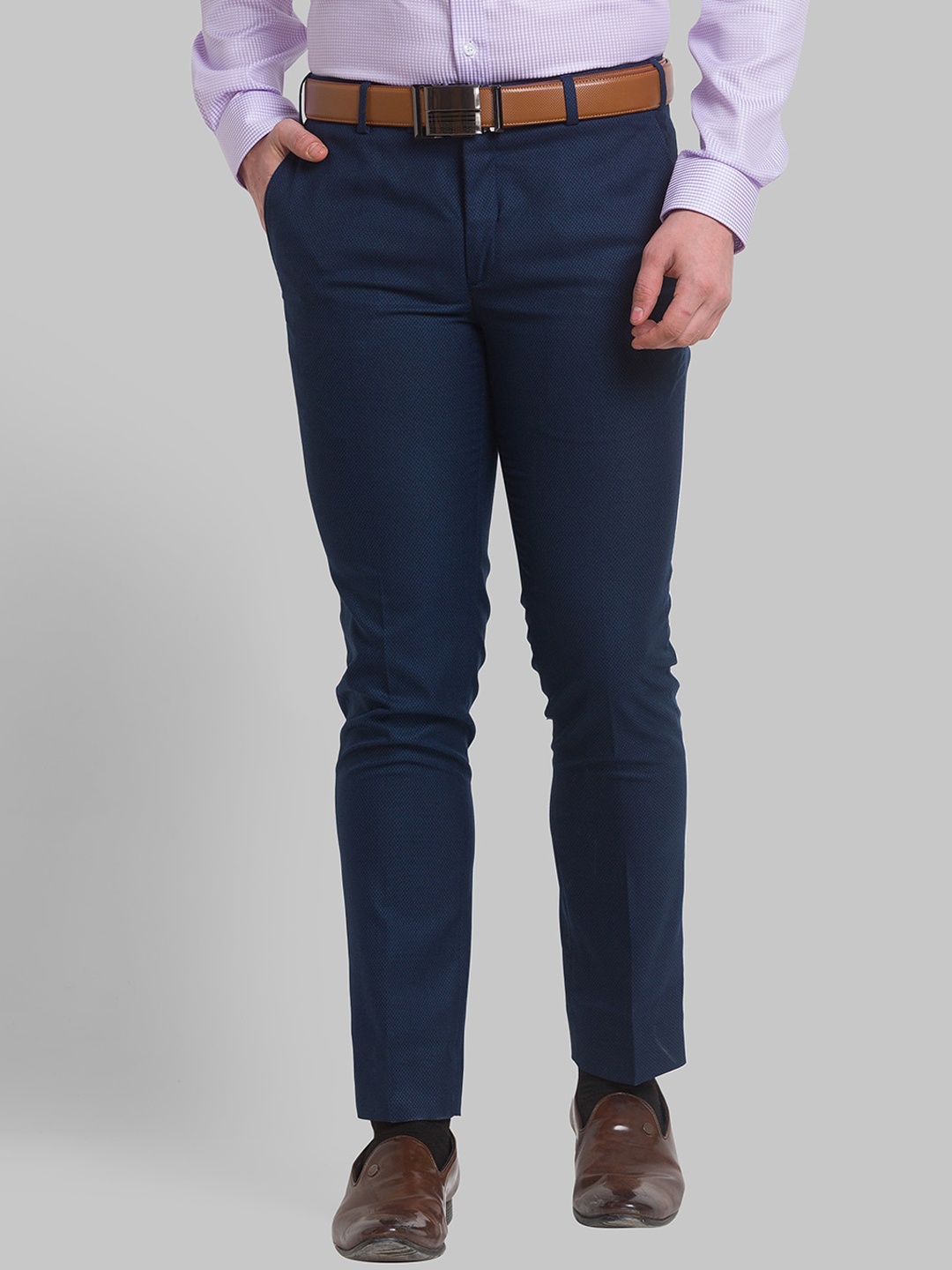 

Park Avenue Men Slim Fit Formal Trousers, Navy blue