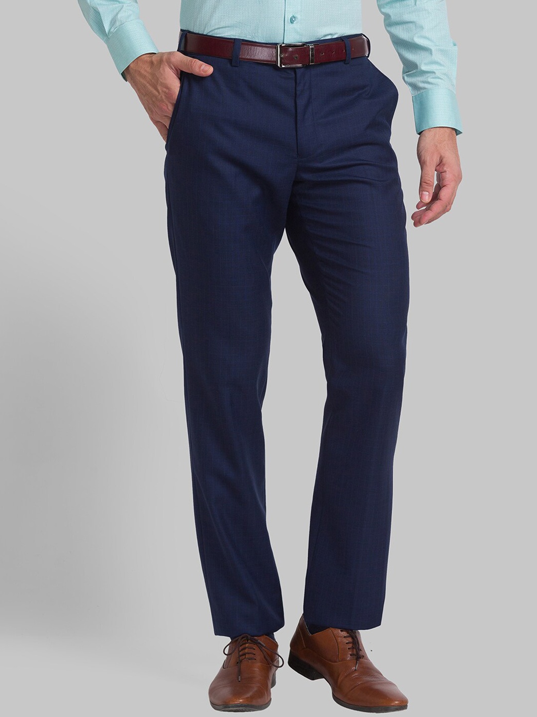 

Park Avenue Men Mid-Rise Formal Trousers, Blue