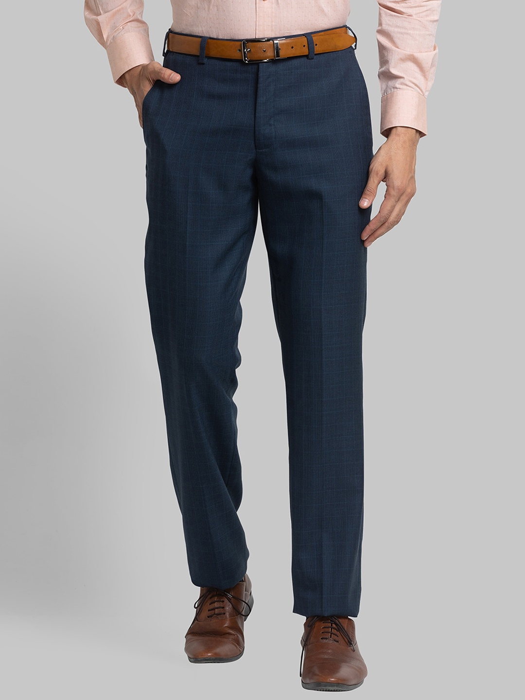 

Park Avenue Men Mid-Rise Formal Trousers, Blue