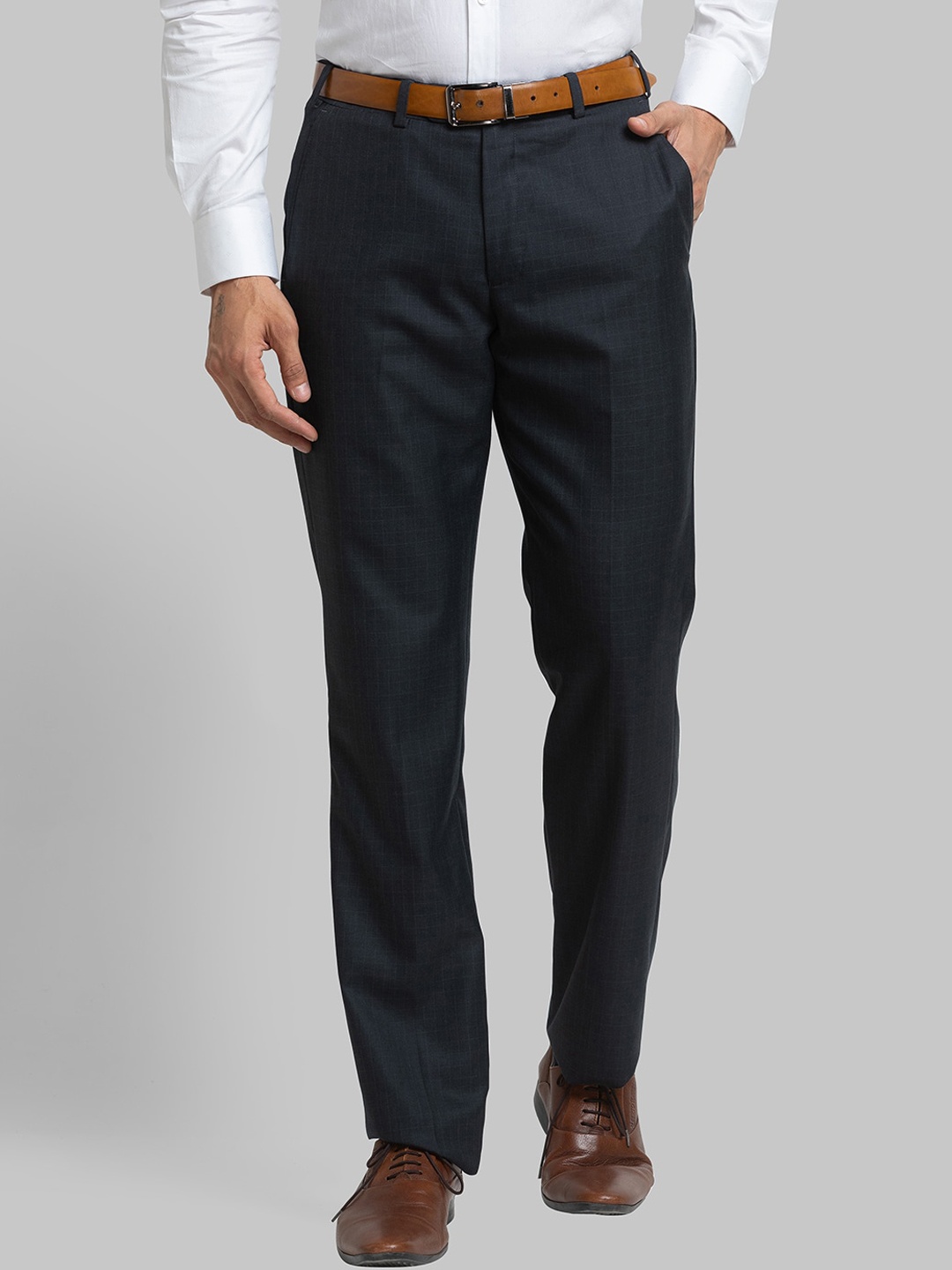 

Park Avenue Men Mid-Rise Formal Trousers, Black