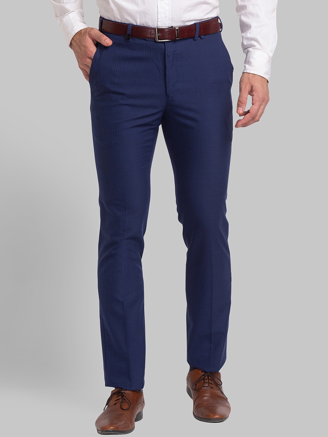 

Park Avenue Men Slim Fit Mid-Rise Formal Trousers, Blue