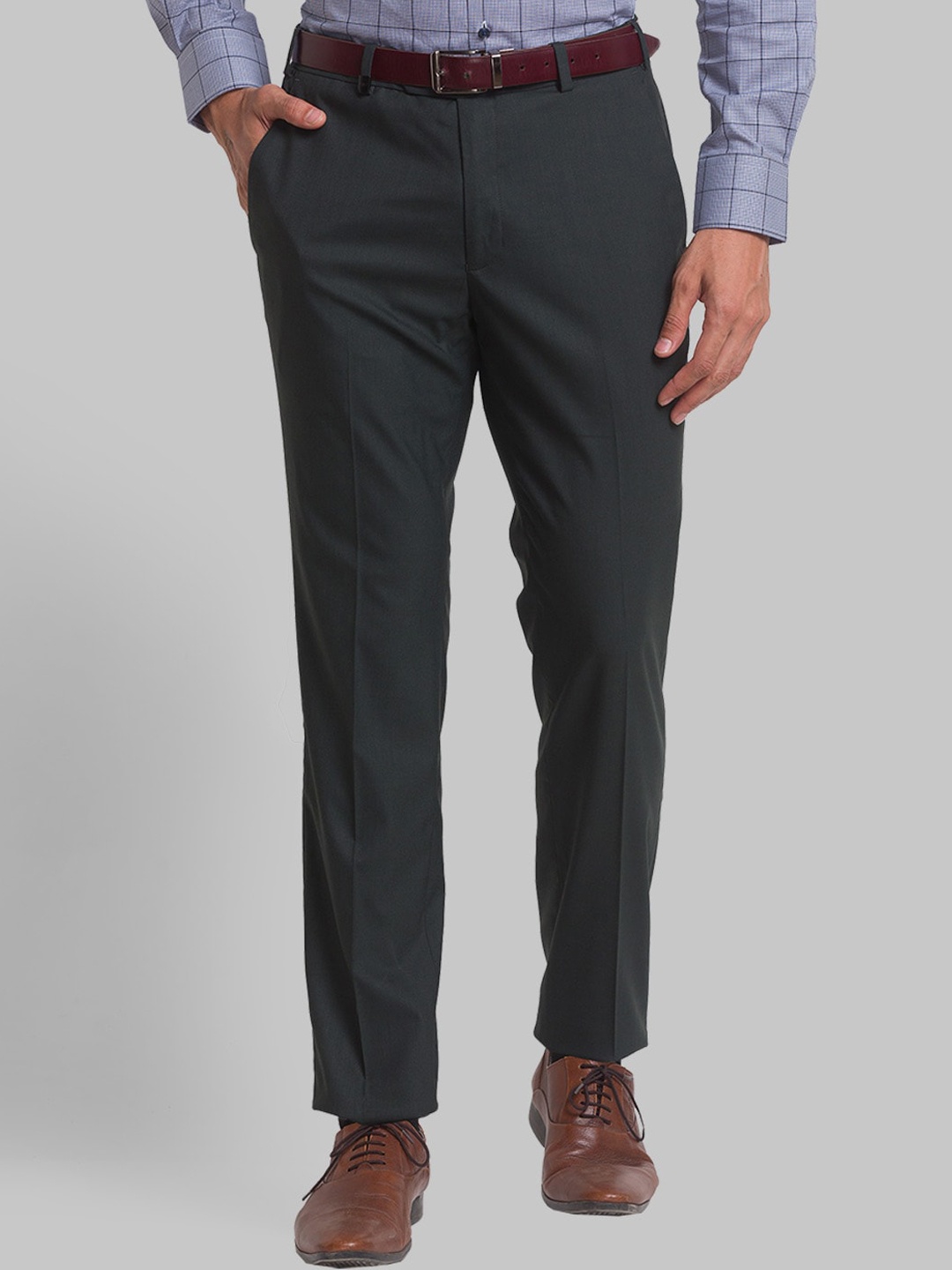 

Park Avenue Men Mid-Rise Formal Trousers, Olive