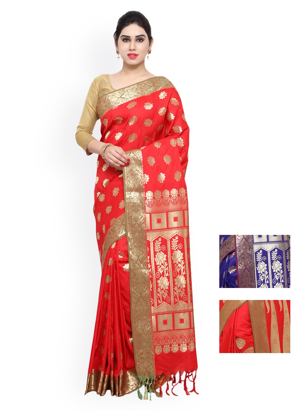 

Varkala Silk Sarees Pack of 3 Art Silk Sarees, Blue