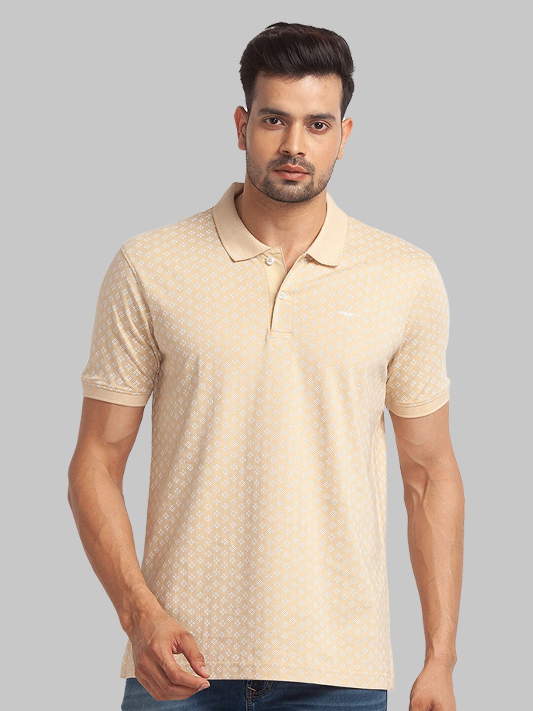 

Park Avenue Men Cotton Polo Collar Slim Fit T-shirt, Beige