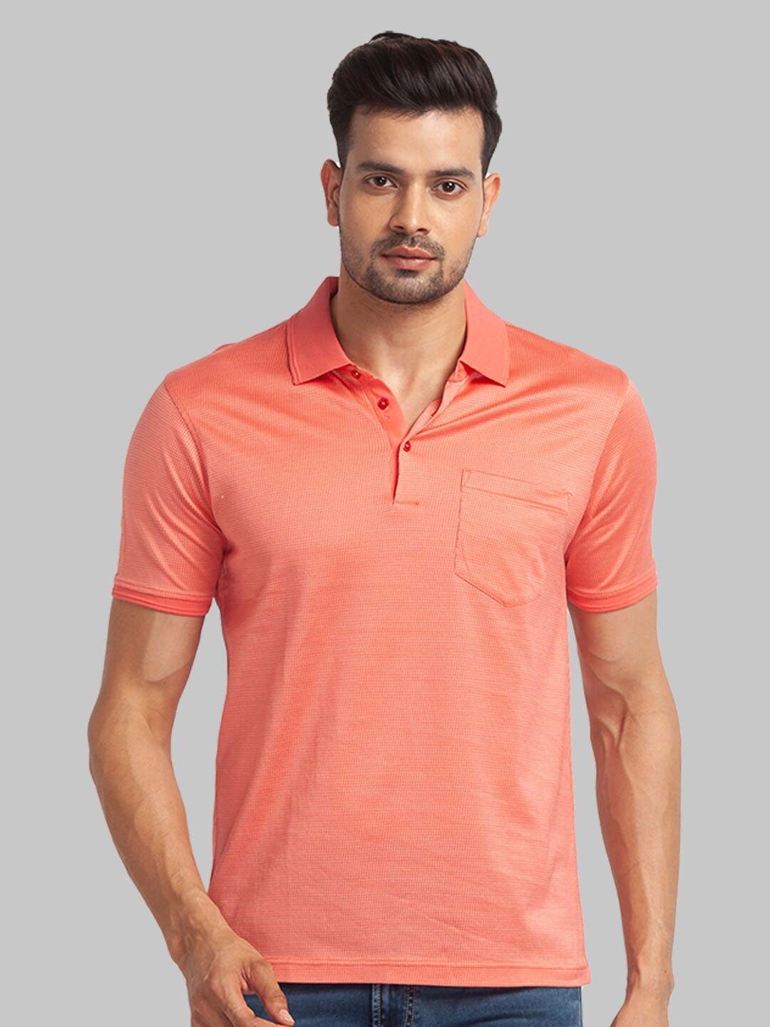 

Park Avenue Men Polo Collar Slim Fit Cotton T-shirt, Red