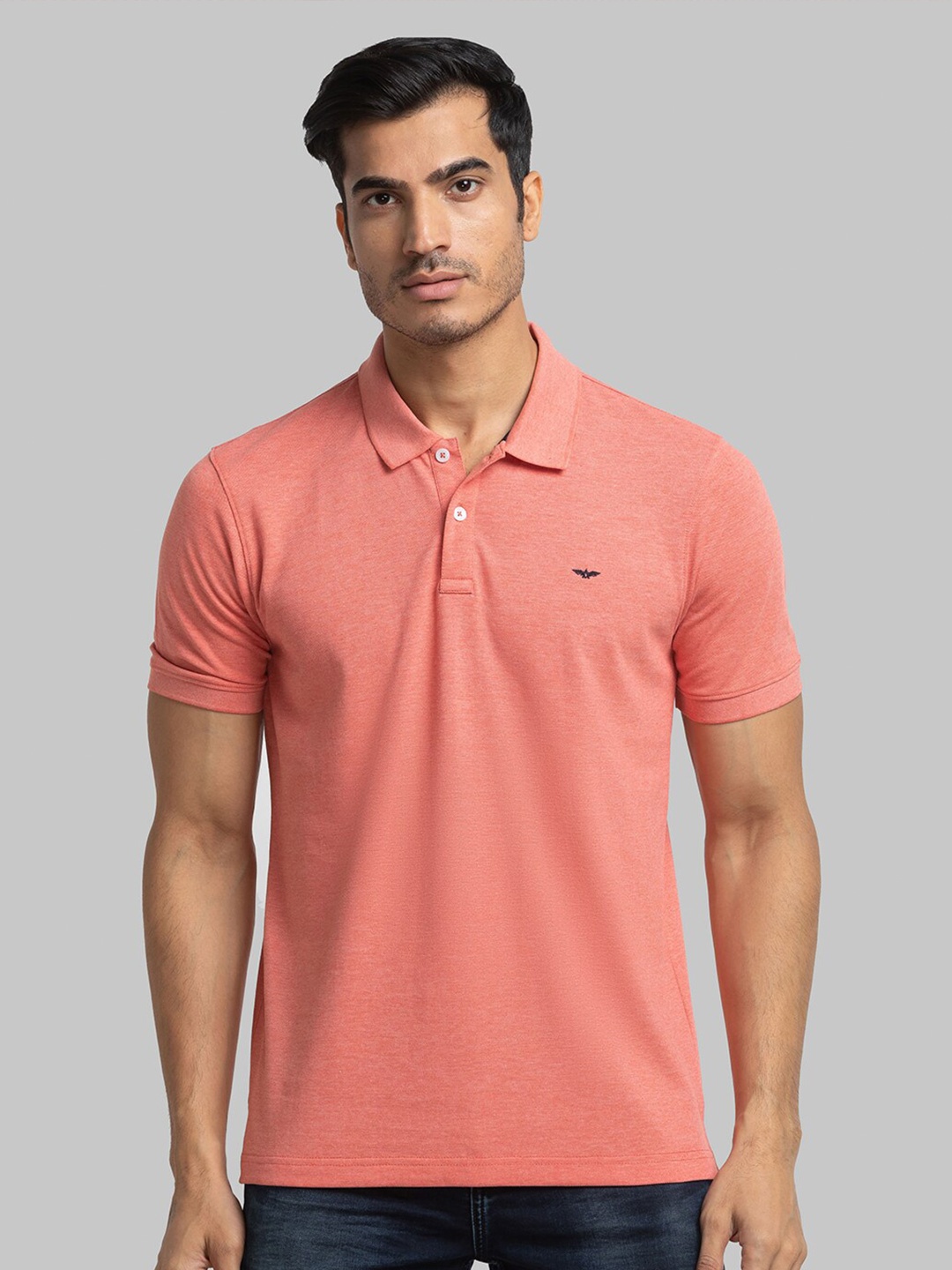 

Park Avenue Men Polo Collar Cotton Slim Fit T-shirt, Peach