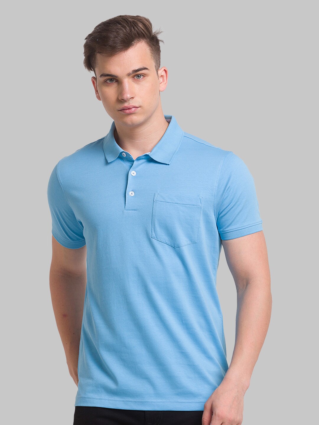 

Park Avenue Men Polo Collar Cotton T-shirt, Blue