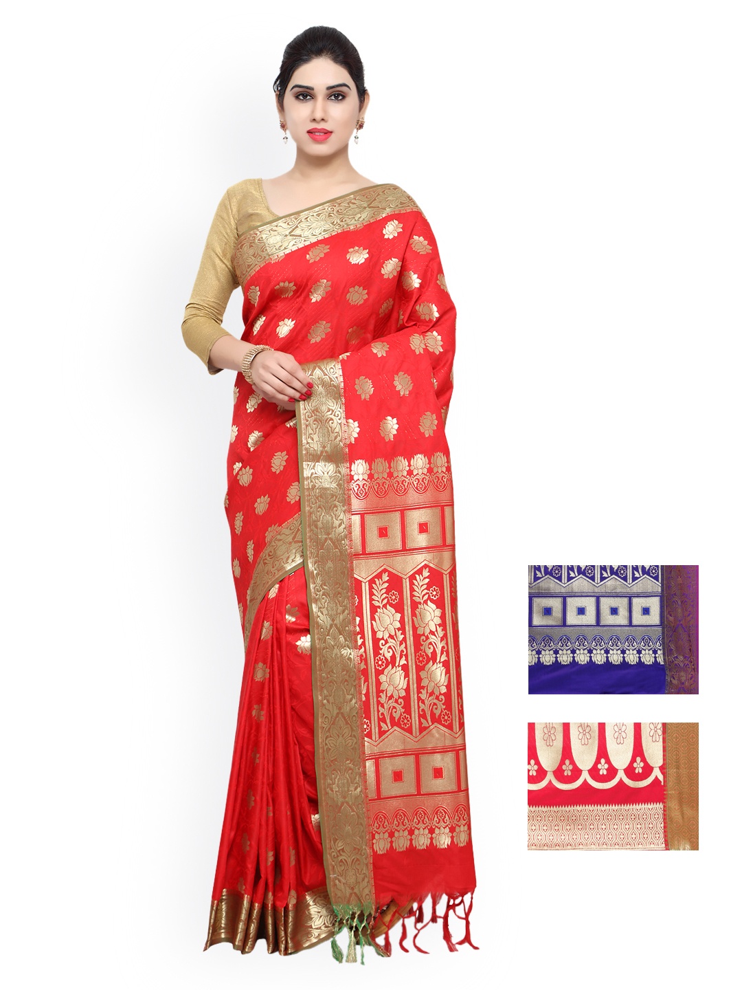 

Varkala Silk Sarees Pack of 3 Art Silk Sarees, Blue