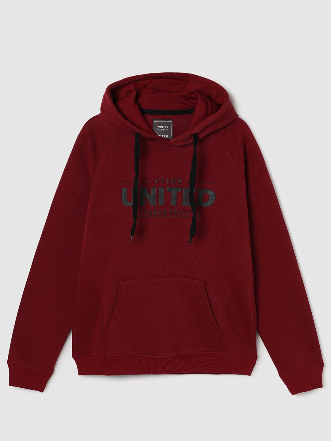 

max Boys Typography Printed Hooded Pullover Sweatshirt, Red