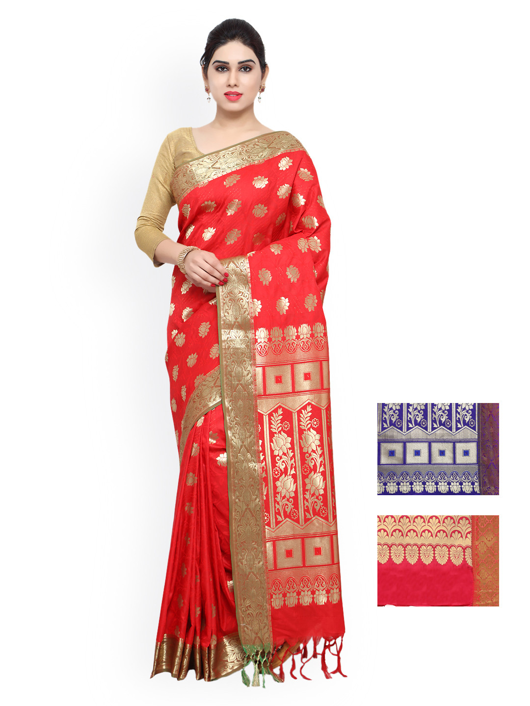 

Varkala Silk Sarees Pack of 3 Art Silk Sarees, Pink