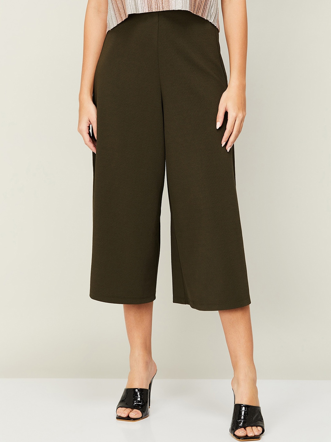 

CODE by Lifestyle Women Easy Wash Culottes Trousers, Olive