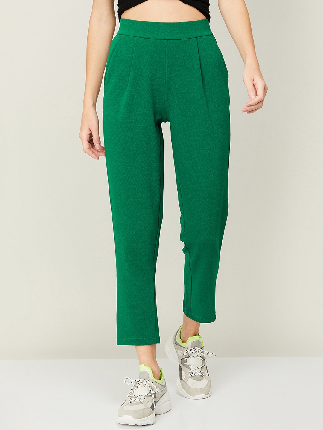 

Fame Forever by Lifestyle Women Easy Wash Pleated Trousers, Green