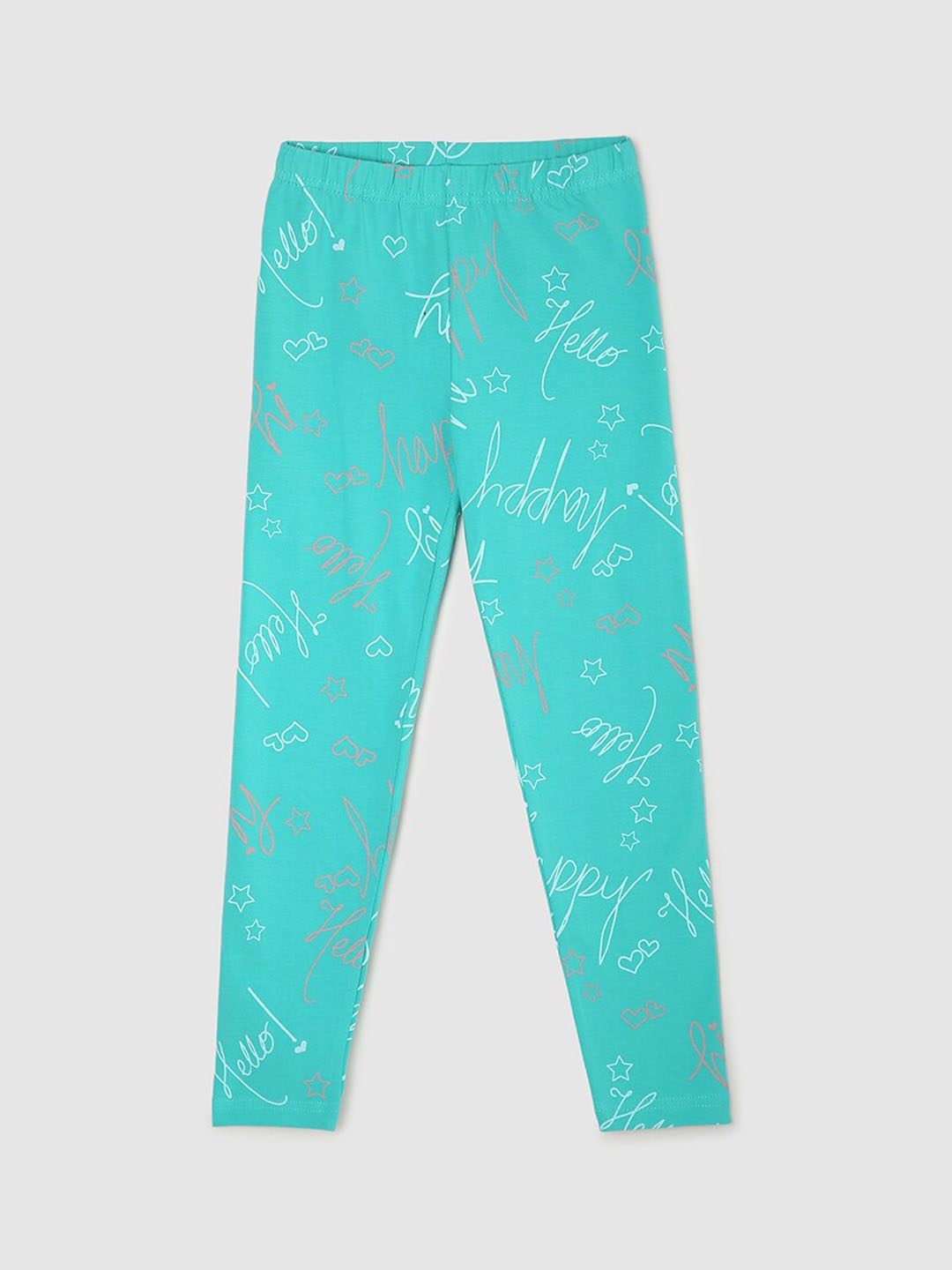 

max Girls Printed Ankle Length Leggings, Turquoise blue