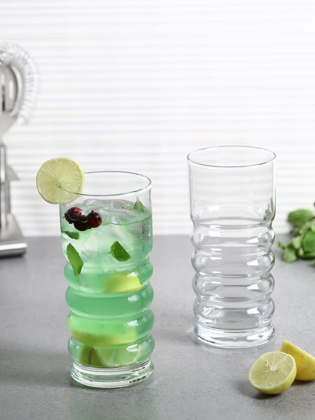 

smart serve Twist Transparent 6 Pcs Textured Cocktail Glass 365 ml Each