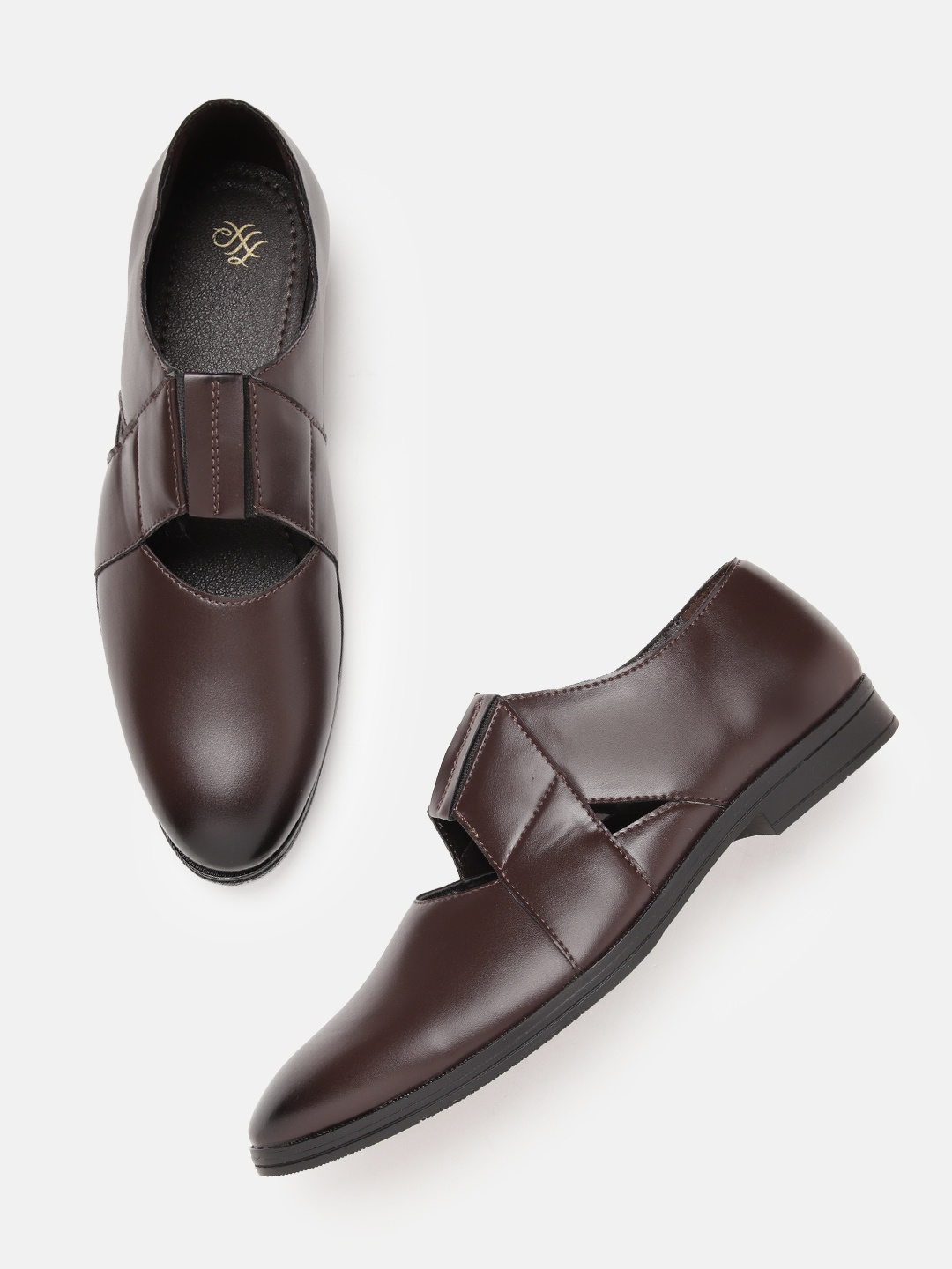 

House of Pataudi Men Shoe-Style Slip-on Sandals, Coffee brown
