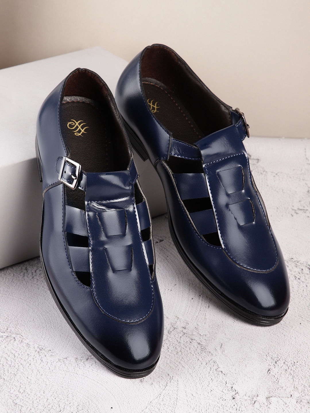 

House of Pataudi Men Shoe-Style Sandals, Navy blue