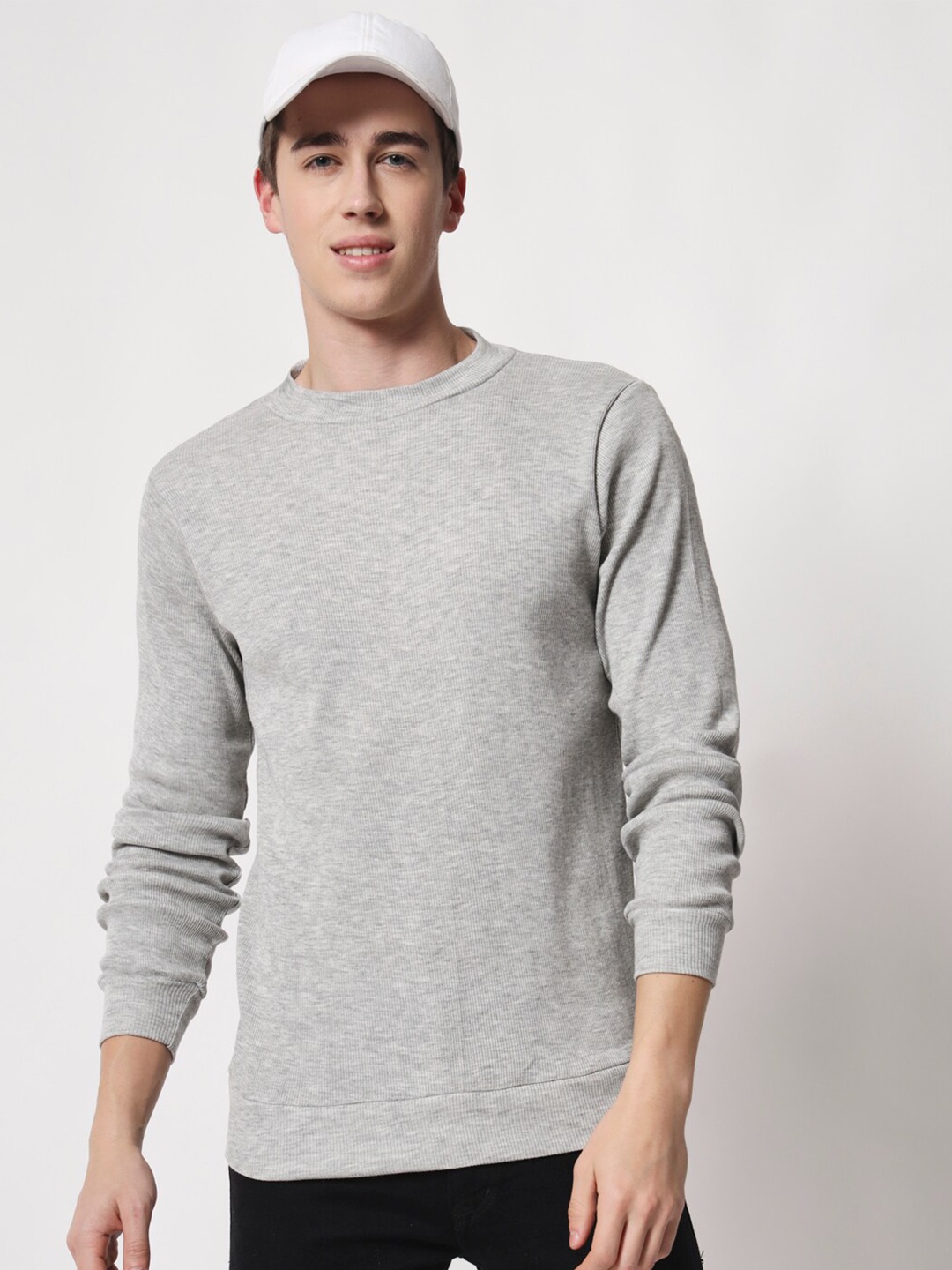 

Darzi Men Round Neck Long Sleeve T-shirt, Grey