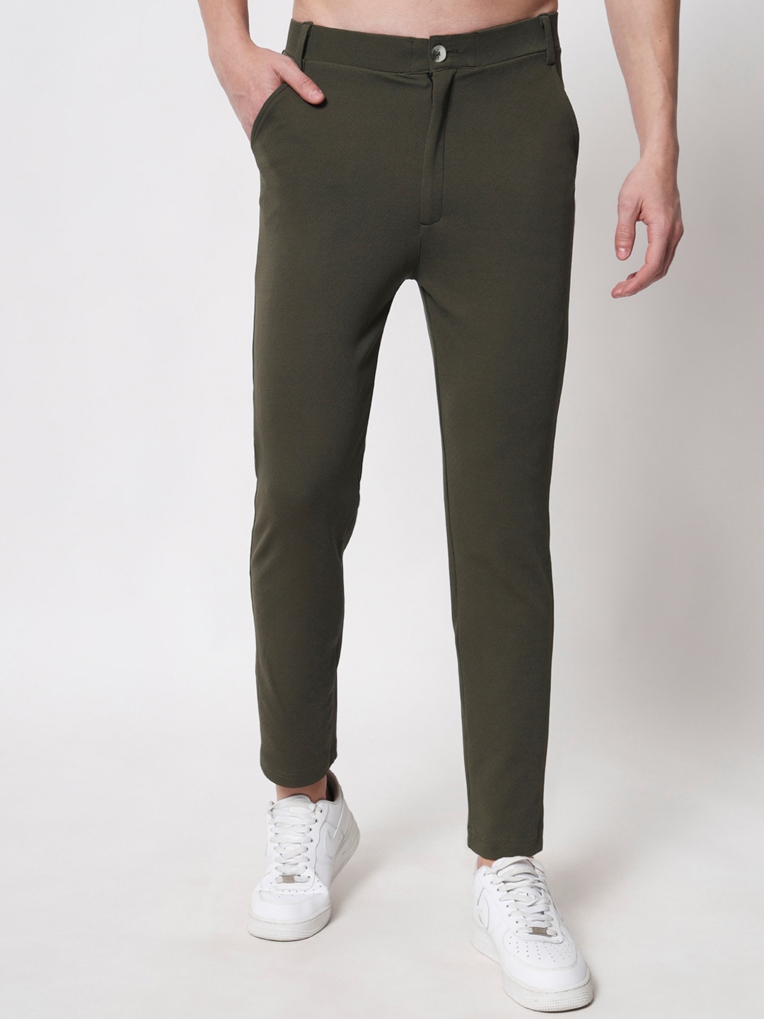 

Darzi Men Mid-Rise Knitted Trousers, Olive