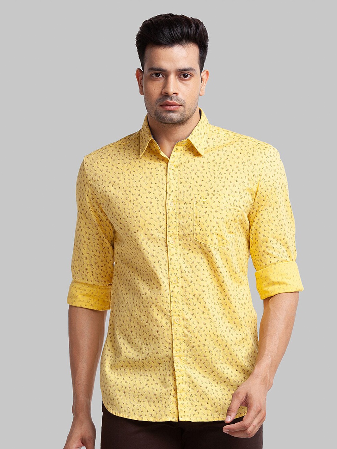 

Parx Men Typography Printed Casual Cotton Shirt, Yellow