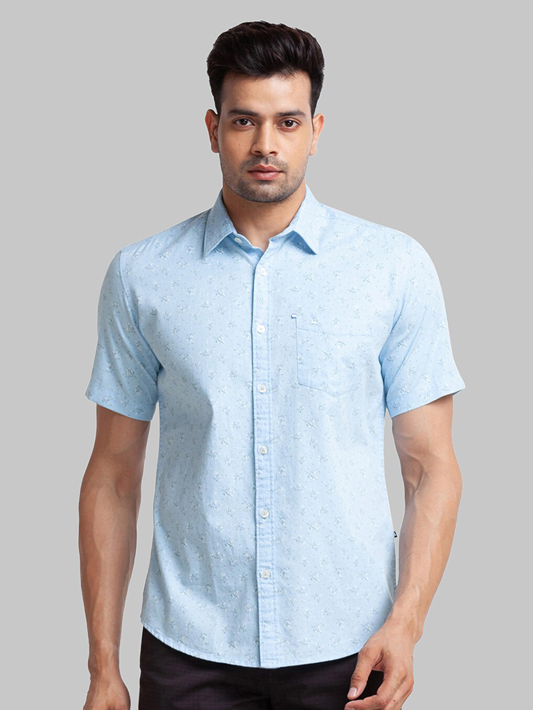 

Parx Men Slim Fit Floral Printed Cotton Casual Shirt, Blue
