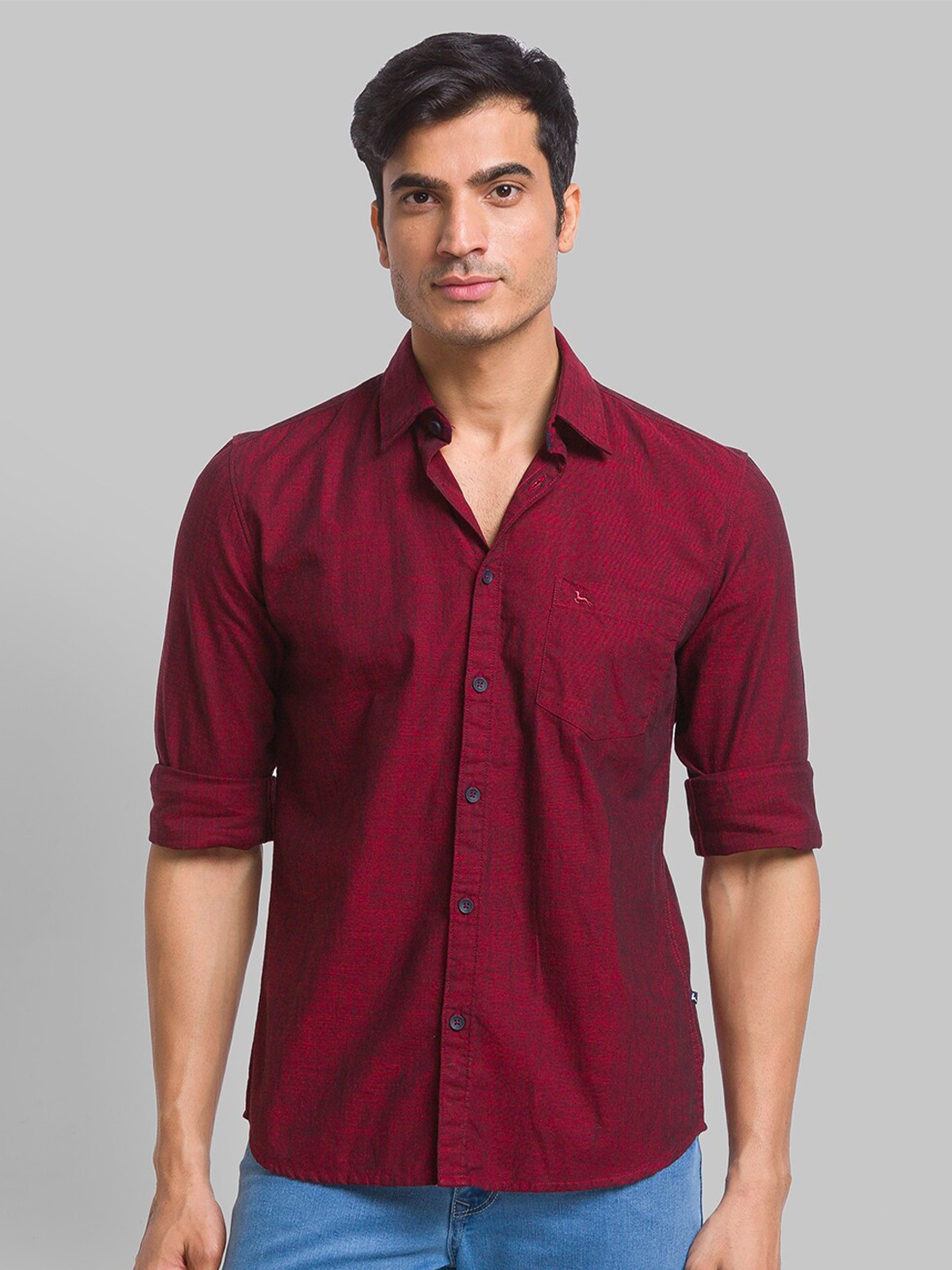 

Parx Men Slim Fit Casual Cotton Shirt, Red