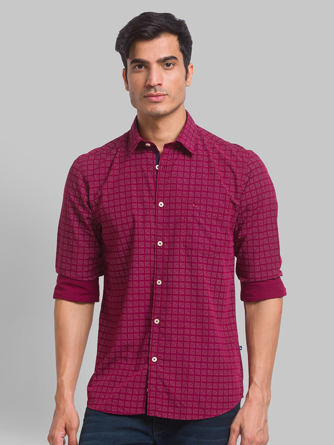 

Parx Men Conversational Printed Slim Fit Casual Shirt, Red