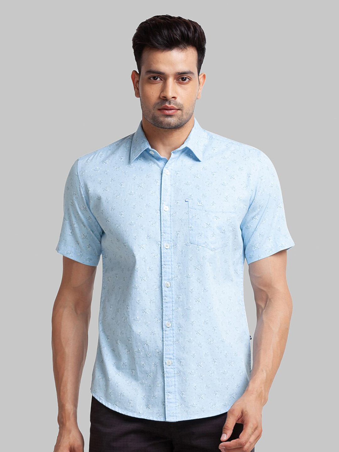 

Parx Men Slim Fit Floral Printed Casual Cotton Shirt, Blue