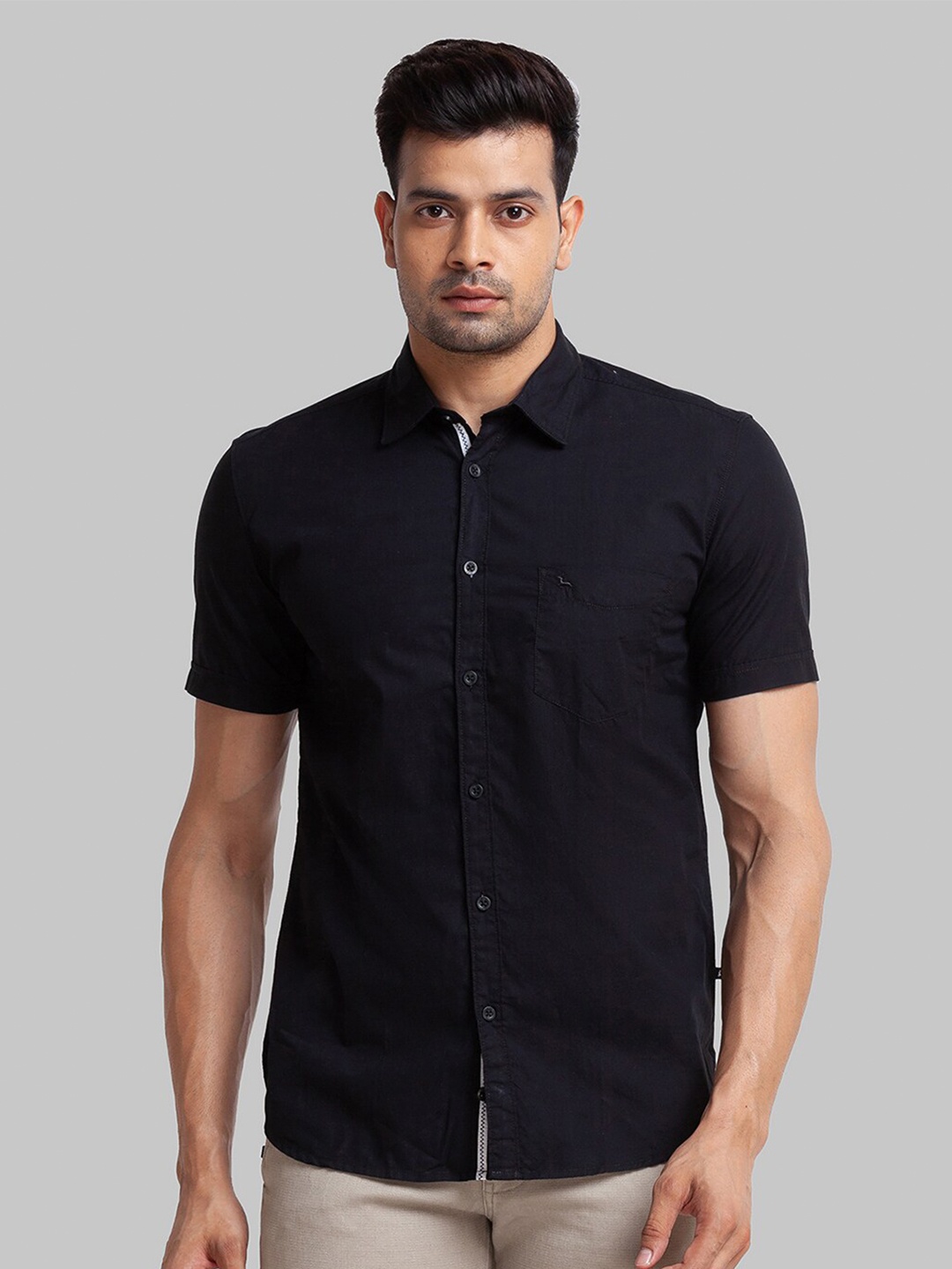 

Parx Men Slim Fit Casual Cotton Shirt, Black