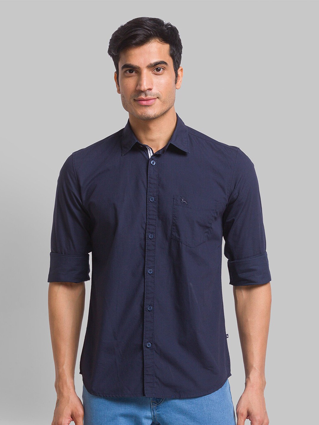 

Parx Men Slim Fit Casual Cotton Shirt, Navy blue