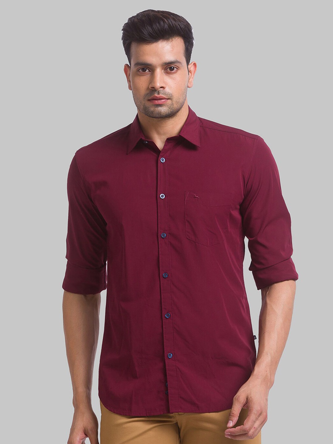 

Parx Men Slim Fit Micro Checks Checked Casual Shirt, Red