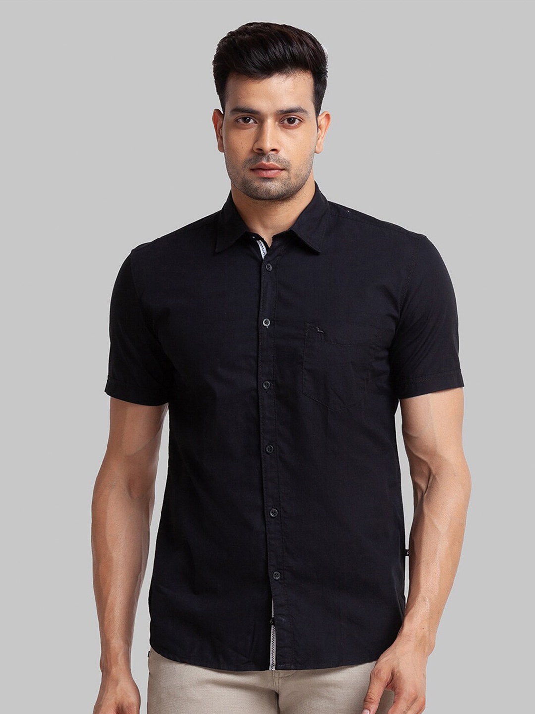 

Parx Men Slim Fit Cotton Casual Shirt, Black