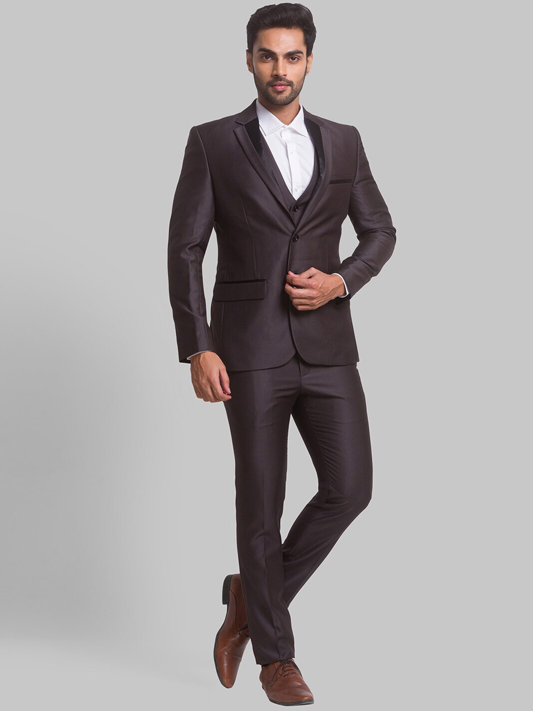 

Parx Men Single-Breasted Three-Piece Formal Suit, Grey