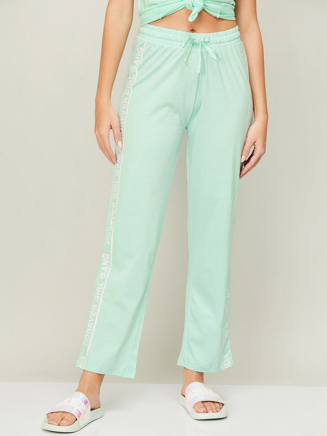 

Ginger by Lifestyle Women Mid-Rise Pure Cotton Lounge Pants, Sea green
