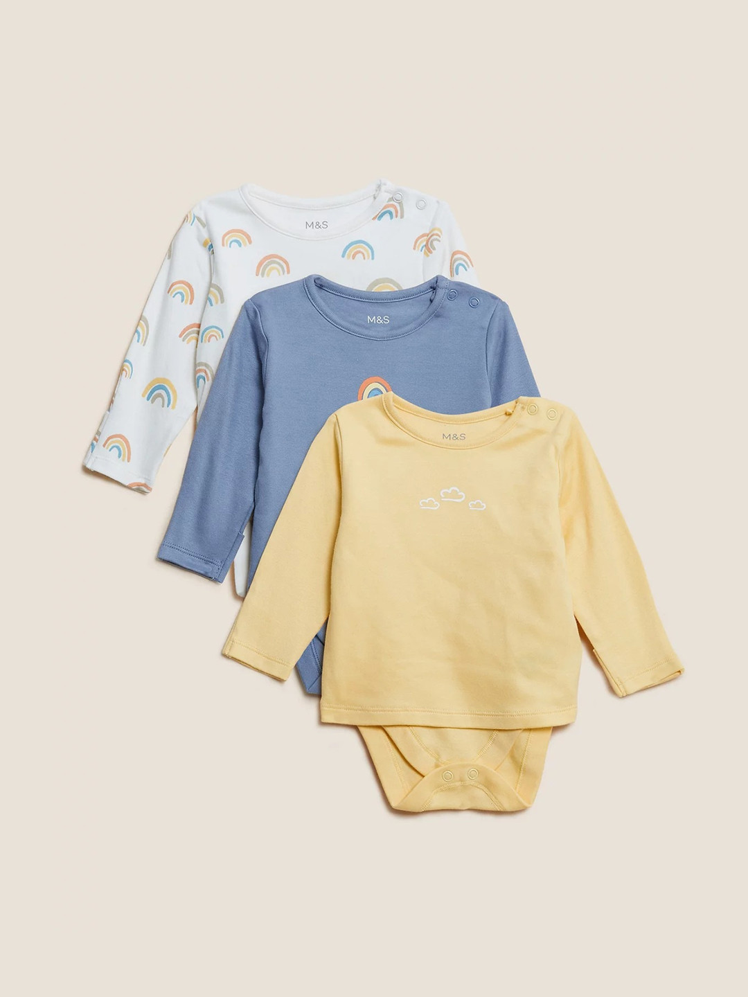 

Marks & Spencer Infants Set Of 3 Cotton Bodysuits, Mustard