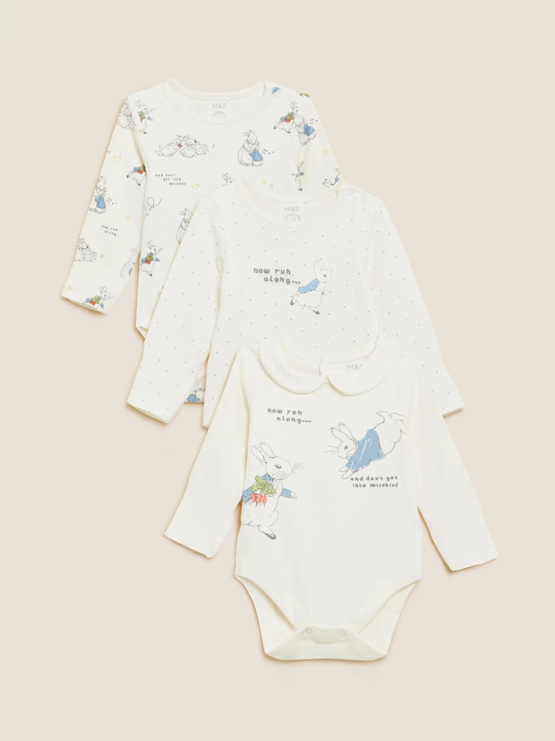 

Marks & Spencer Infants Pack Of 3 Cotton Bodysuits, White