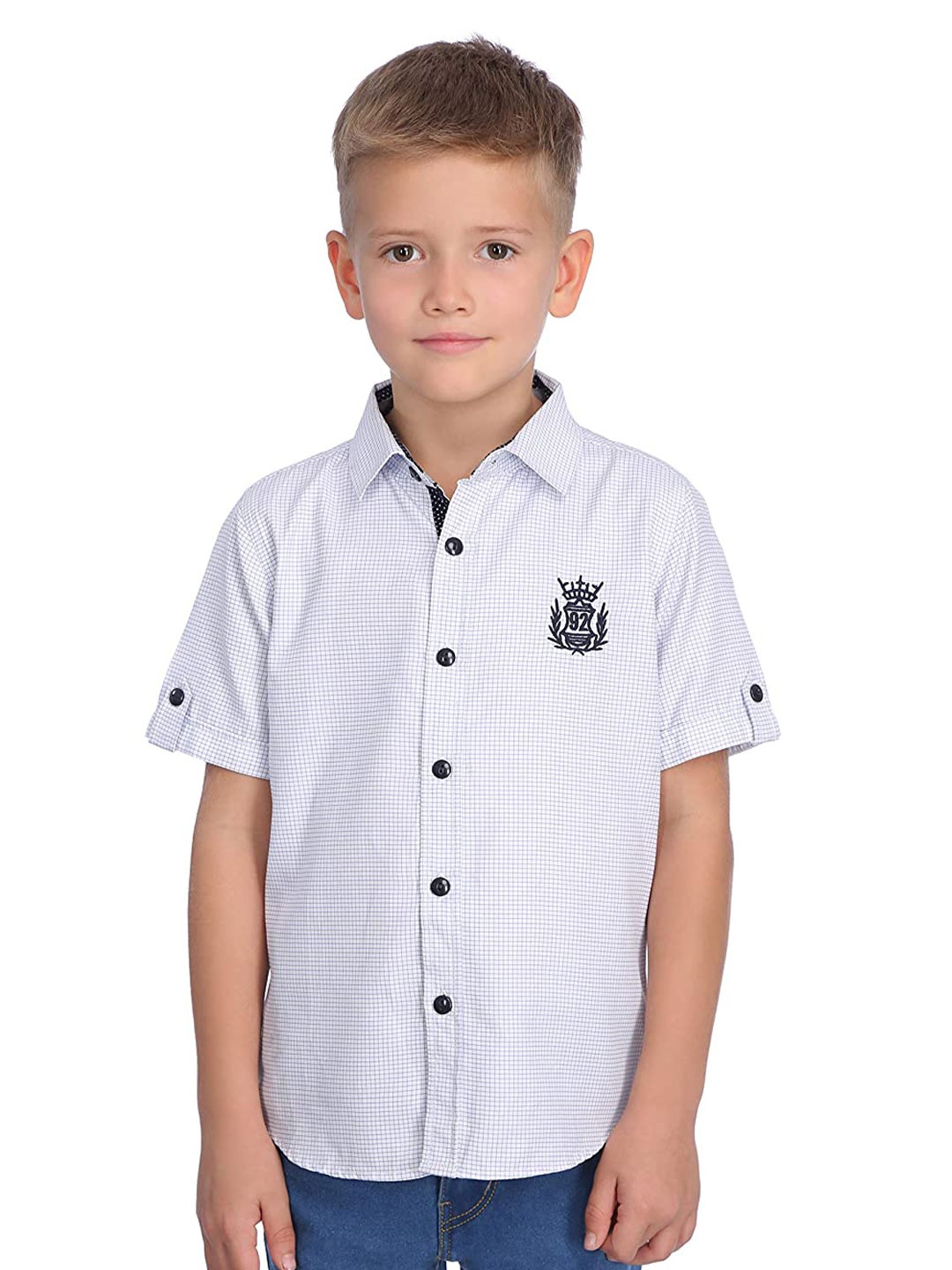 

PROTEENS Boys Classic Checked Casual Shirt, White