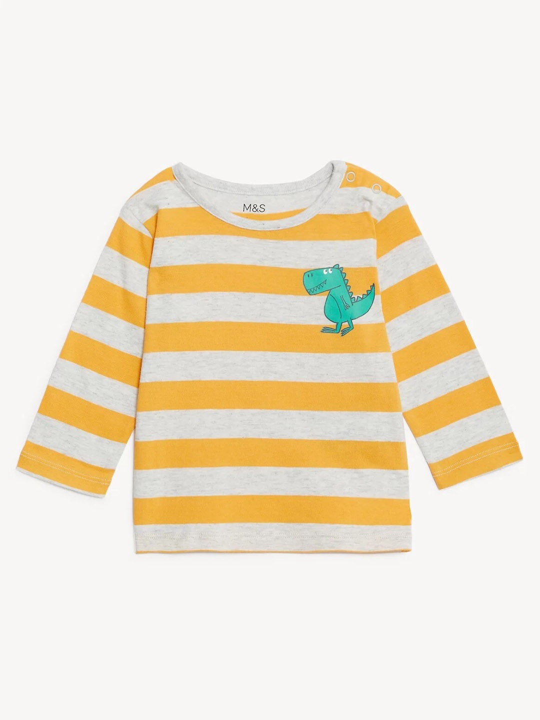 

Marks & Spencer Boys Round Neck Striped Pure Cotton T-shirt, Yellow