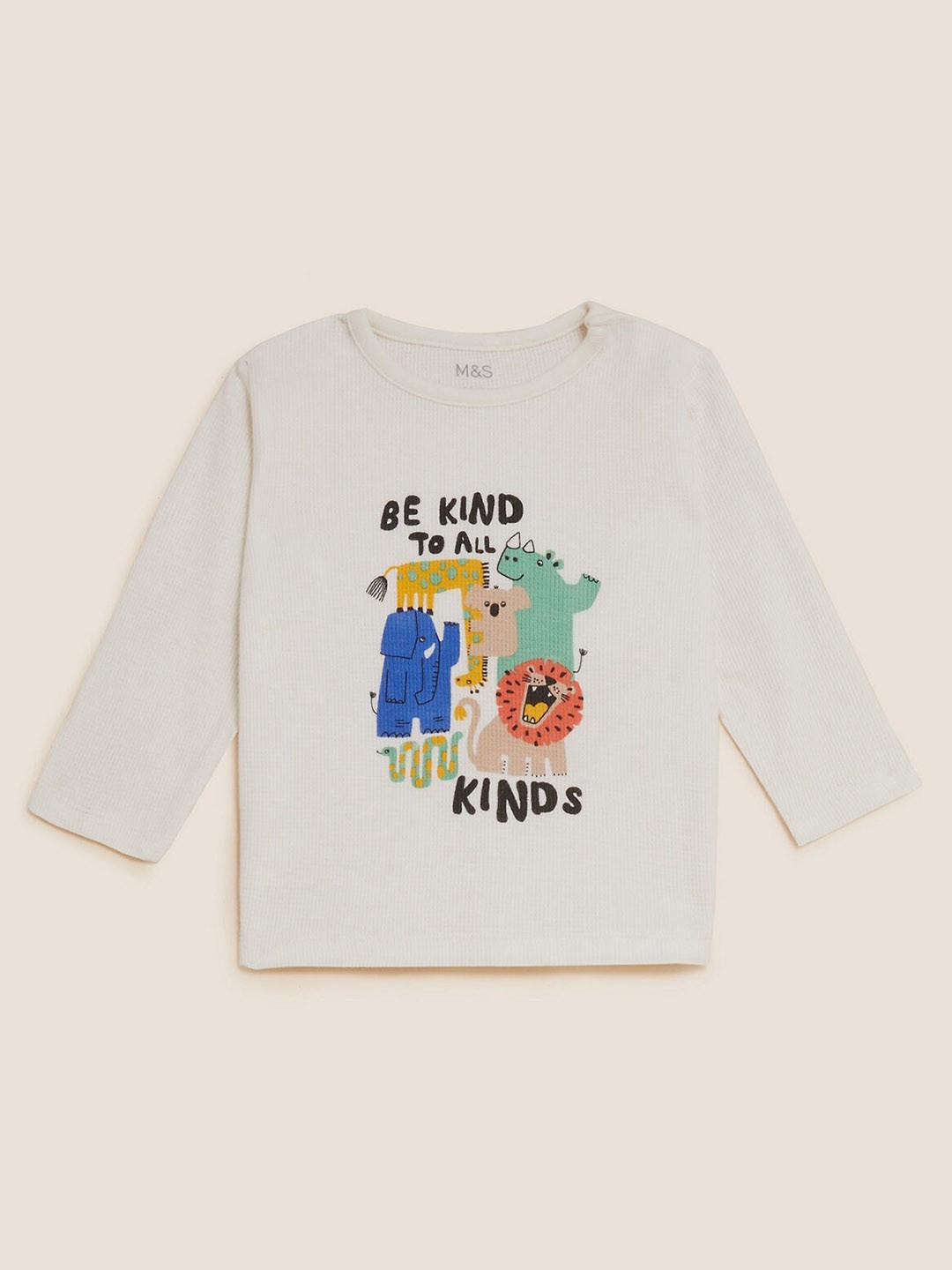 

Marks & Spencer Boys Graphic Printed Long Sleeve Pure Cotton T-shirt, Cream