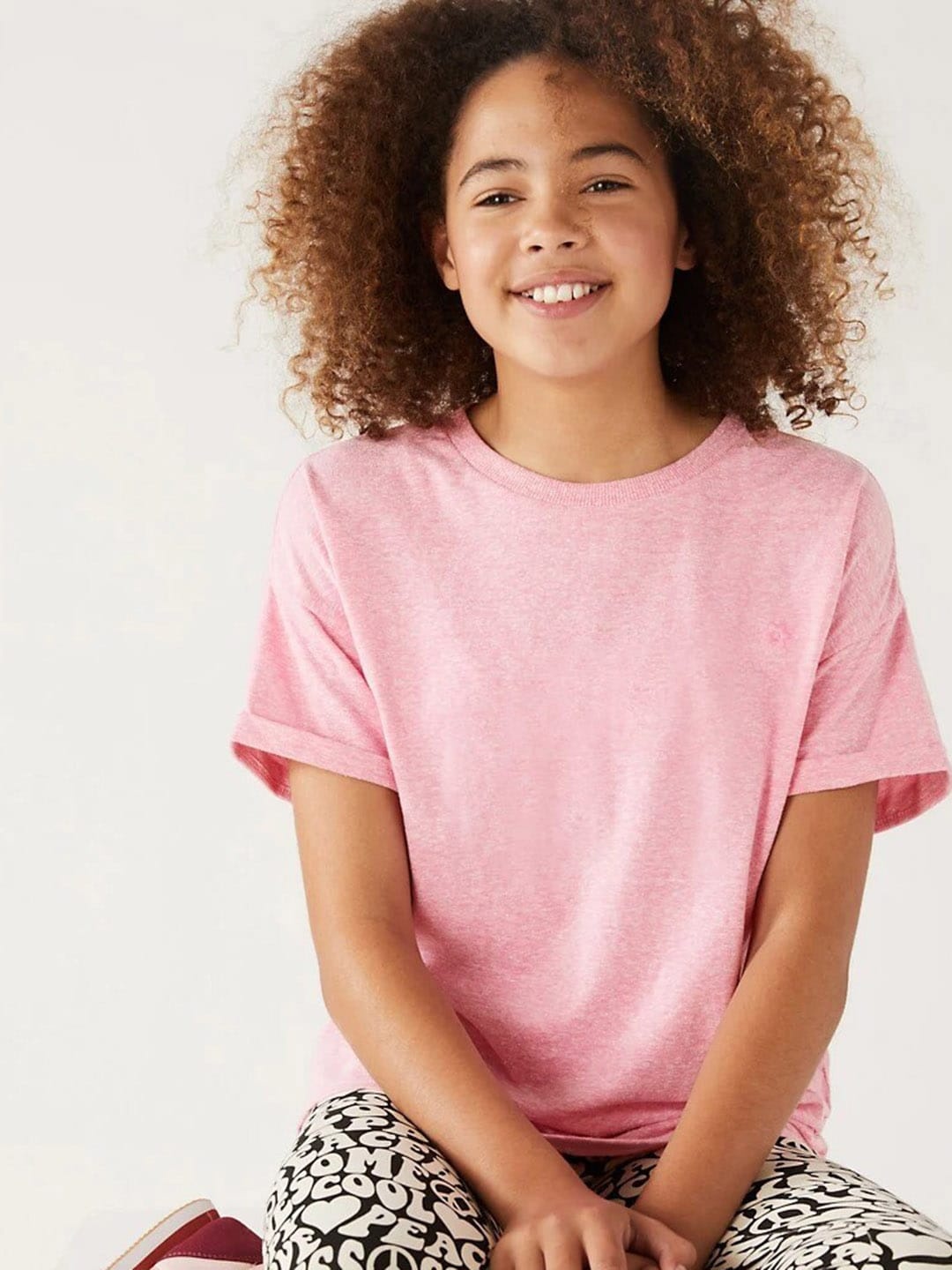 

Marks & Spencer Girls Drop-Shoulder Sleeves T-shirt, Pink