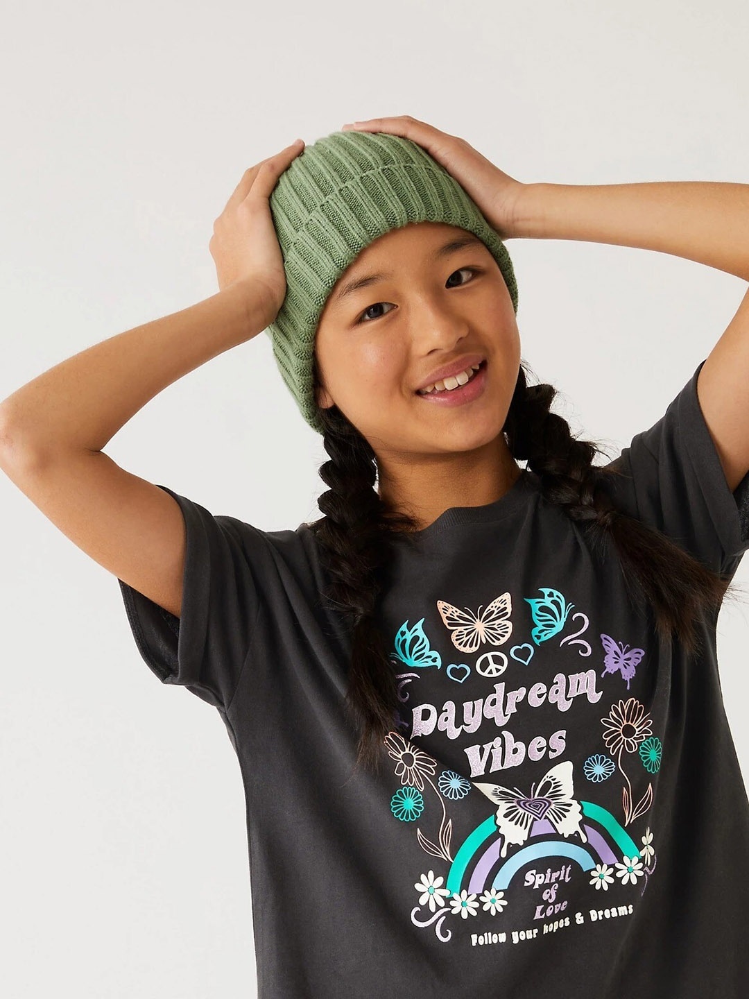 

Marks & Spencer Girls Black Graphic Printed Pure Cotton T-shirt