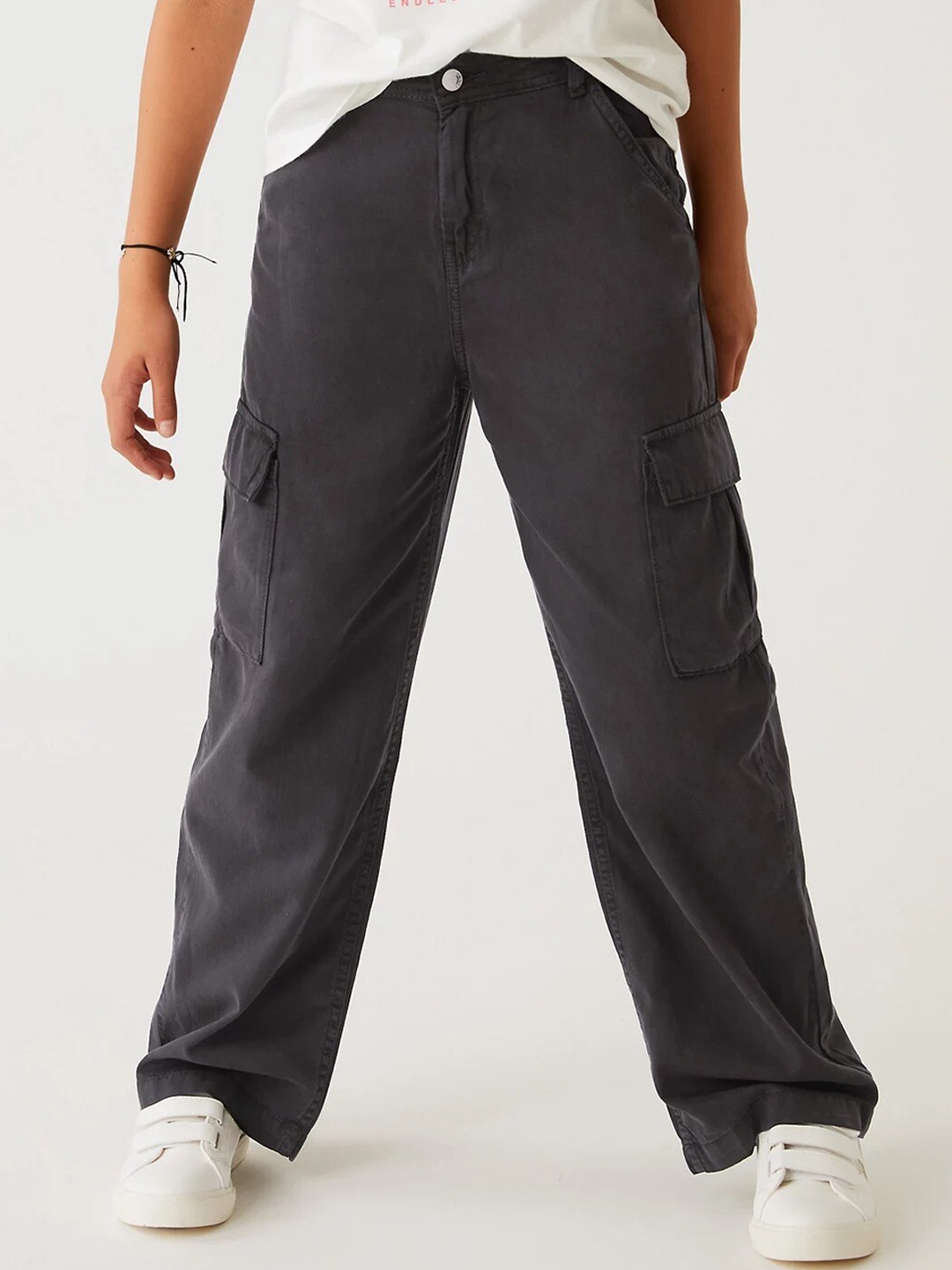 

Marks & Spencer Girls High-Rise Cargo Trouser, Charcoal