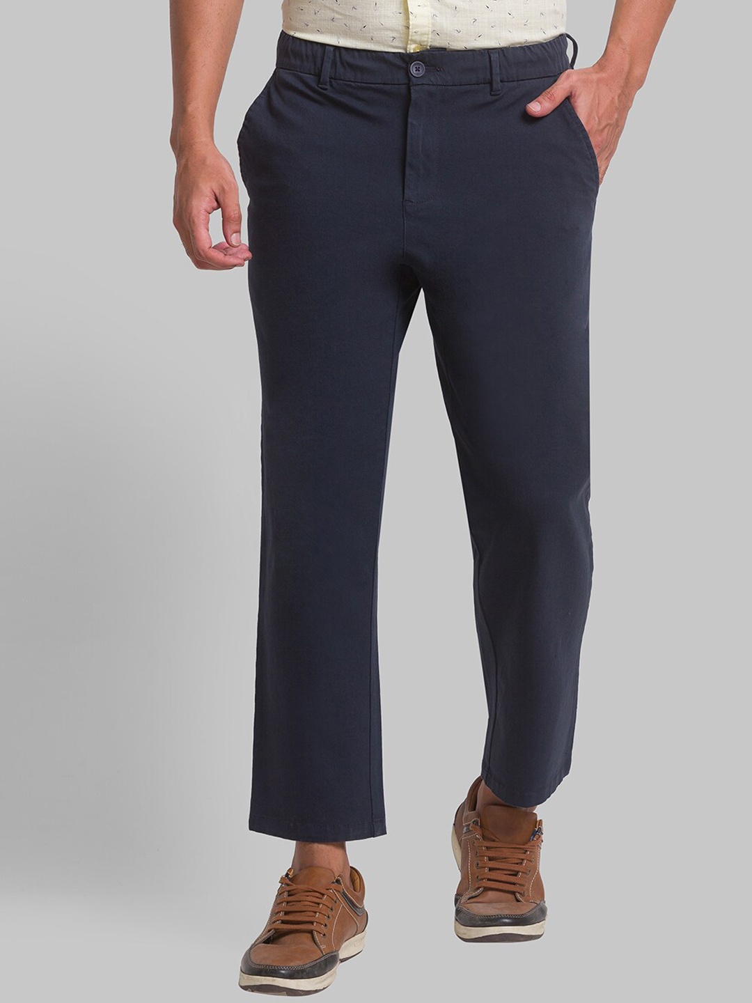 

Parx Men Regular Fit Mid-Rise Trousers, Blue